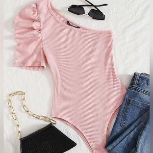 One Shoulder Puff Sleeve Bodysuit